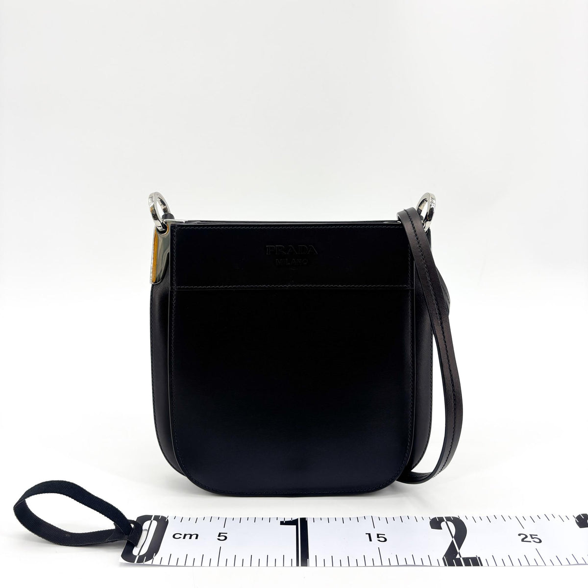 Prada Margit Calf Leather, Black, Calfskin, Shoulder Bag