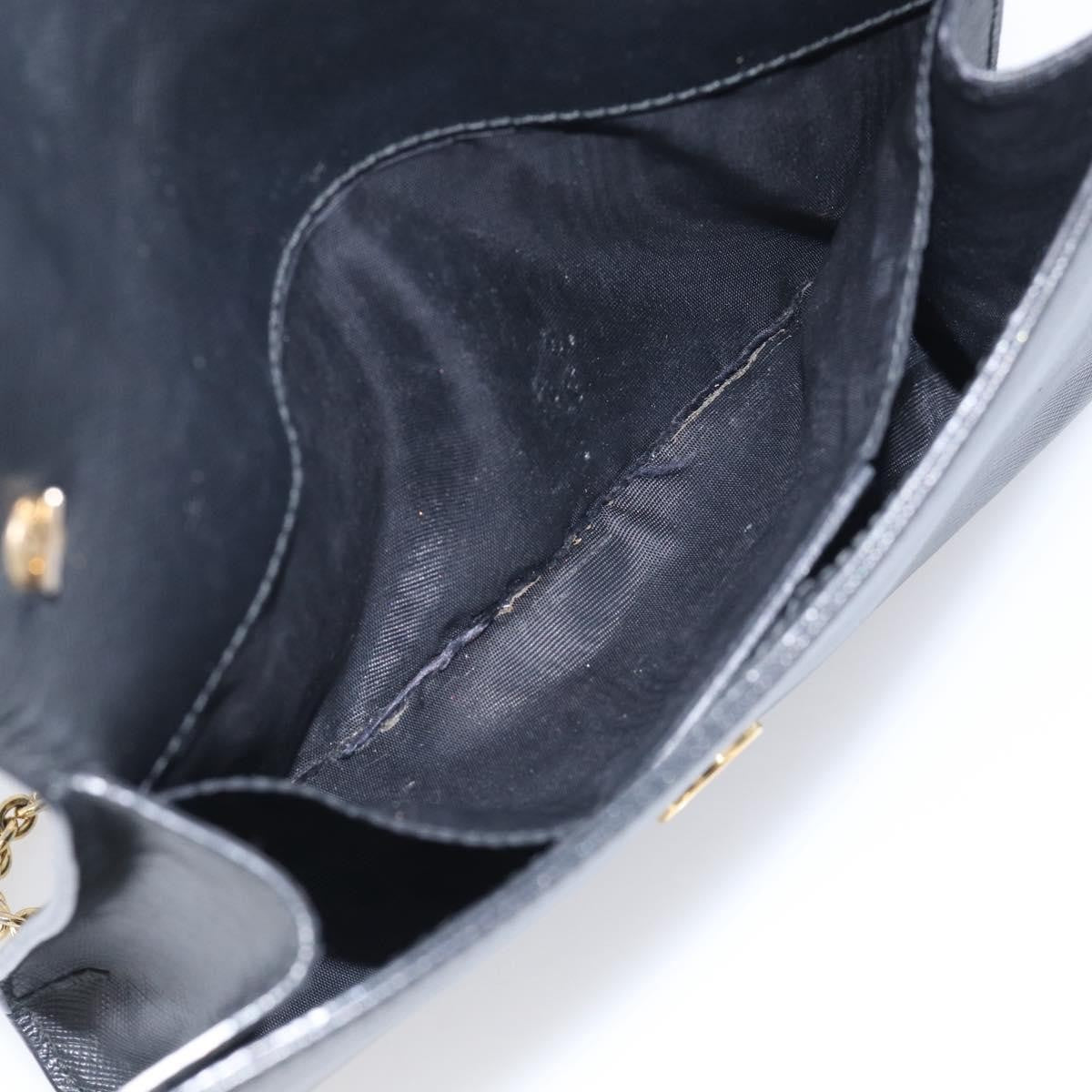 Salvatore Ferragamo Vala Chain Leather, Black, Leather, Shoulder Bag