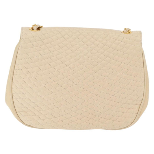 Bally Vintage Chain Quilted Leather, Neutral, Leather, Shoulder Bag