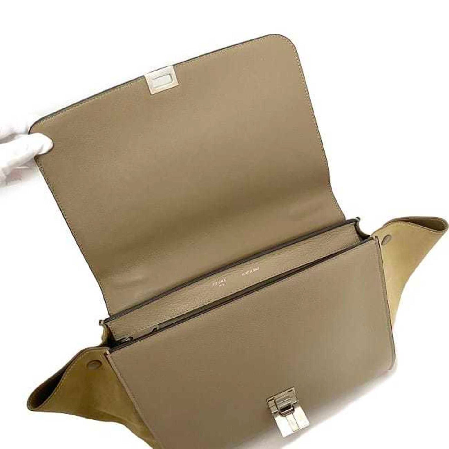 Céline Trapèze, Beige, Leather, handbag