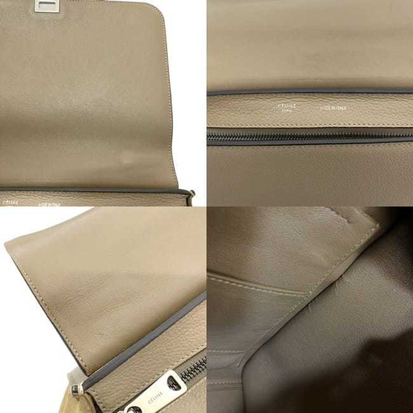 Céline Trapèze, Beige, Leather, handbag