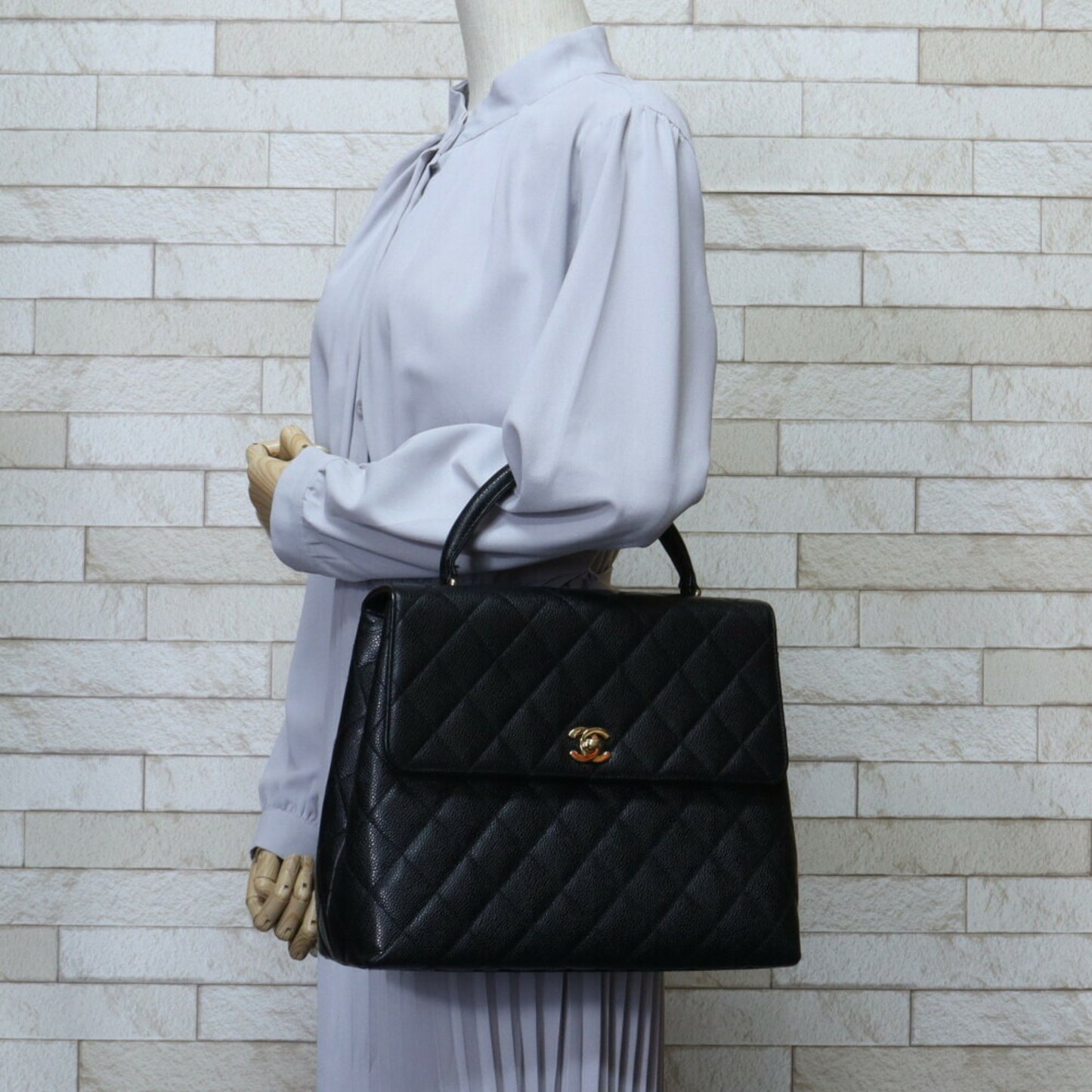 Chanel Coco Mark, Black, Leather, handbag