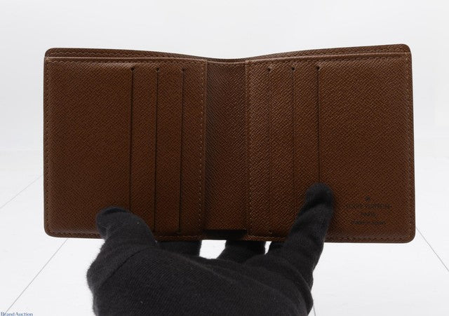 Louis Vuitton Bifold Card Case canvas, Brown, Leather, Clutch