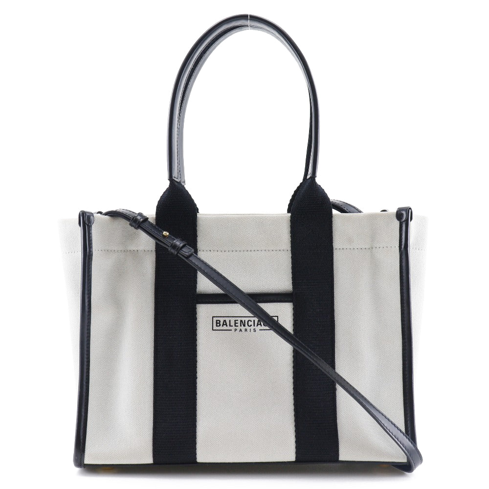 Balenciaga Navy, White, Canvas, handbag