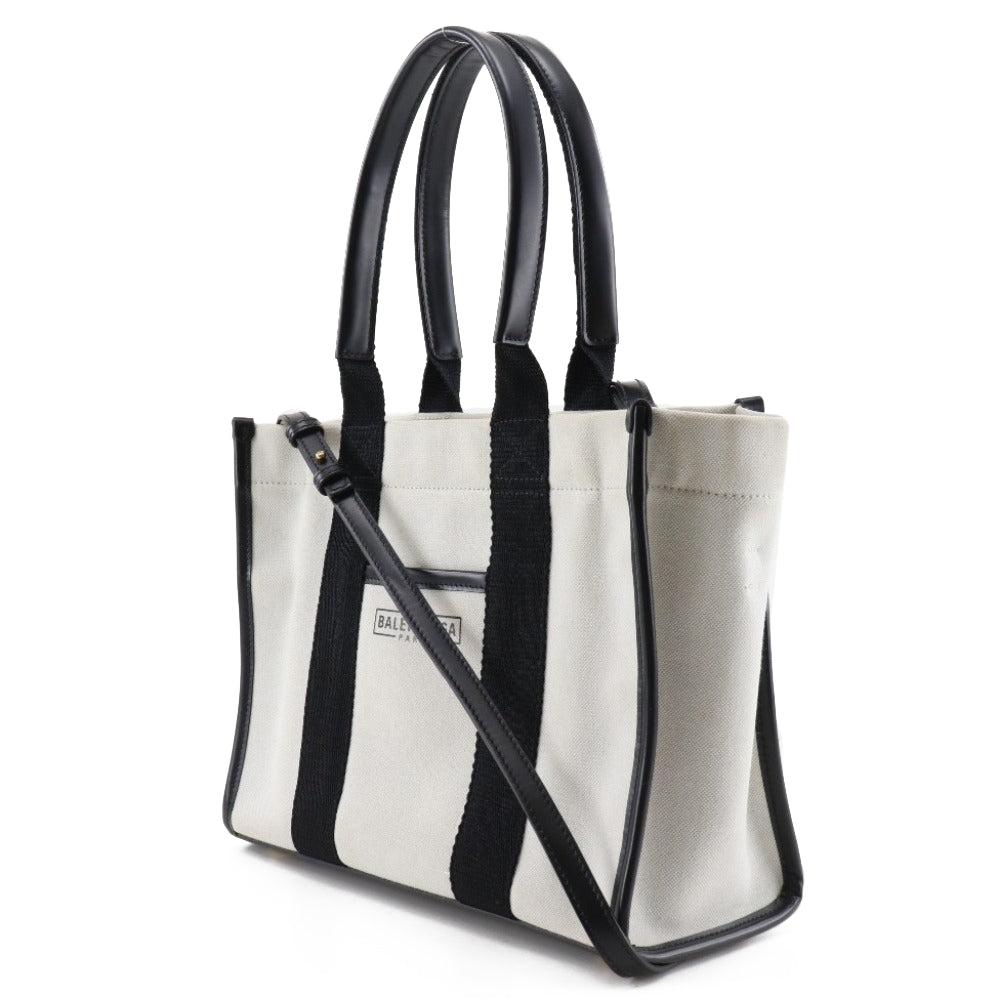 Balenciaga Navy, White, Canvas, handbag