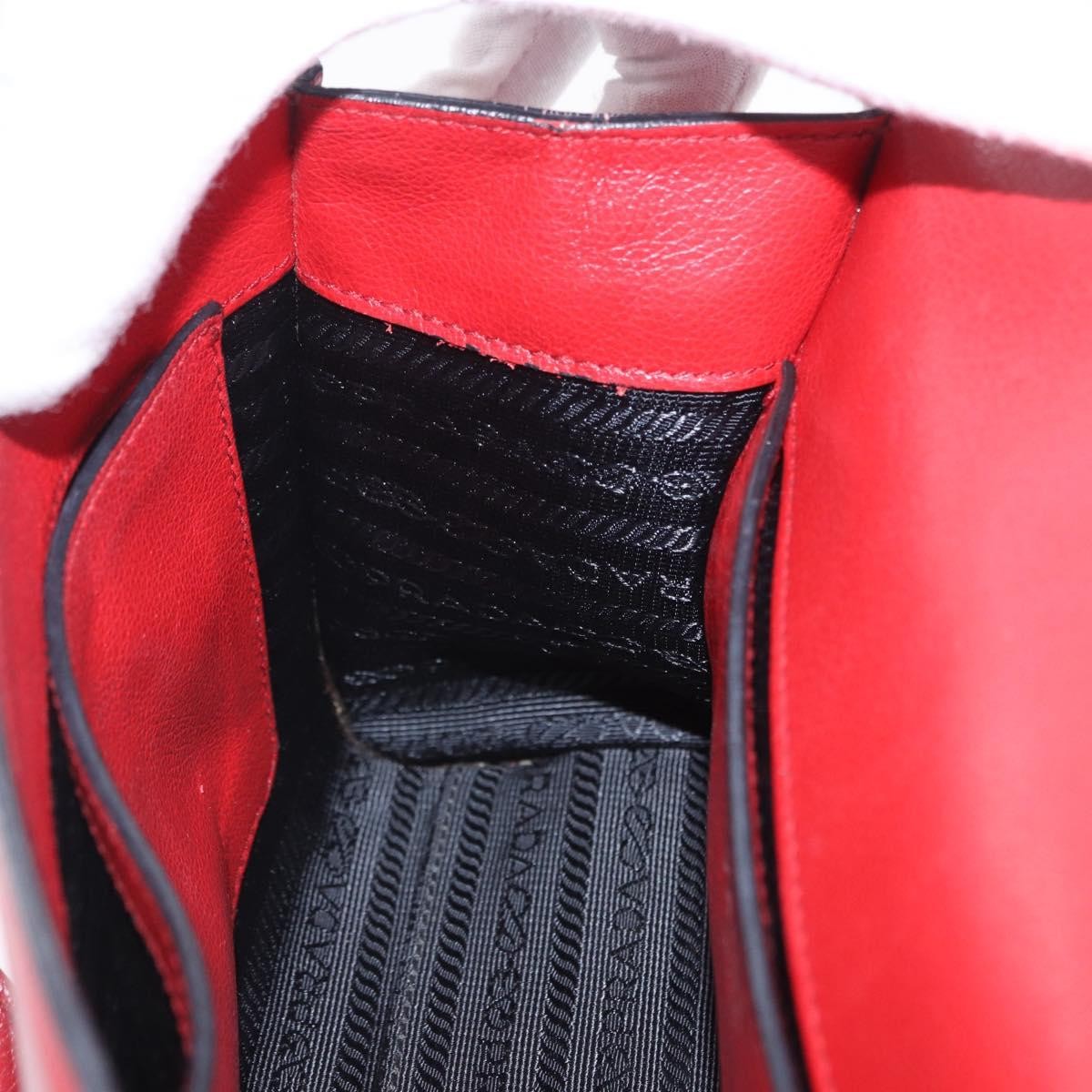Prada Sound Studded Quilted Leather, Red, Leather, Handbag