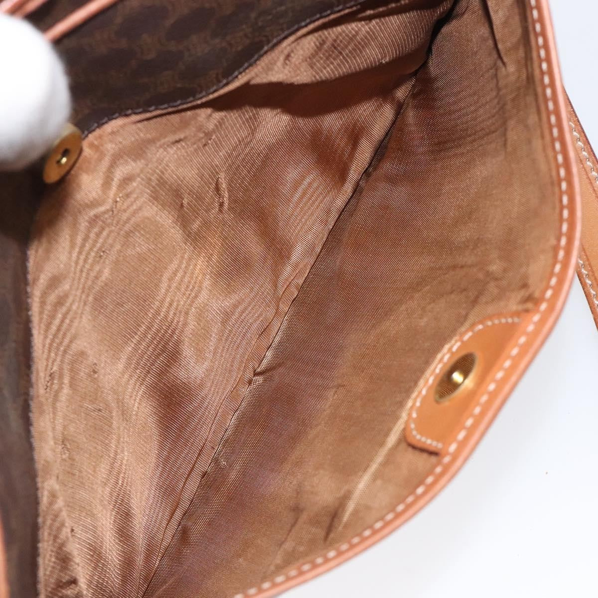 Celine Vintage Macadam Canvas and Leather, Brown, Canvas, Shoulder Bag