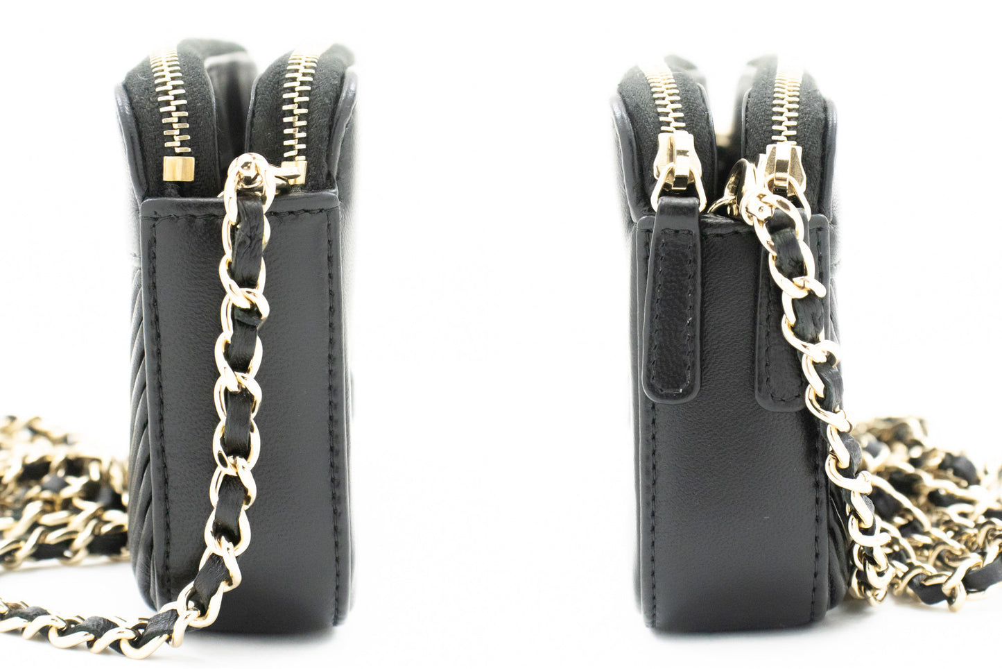 Chanel V-Stich, Black, Leather, wallet