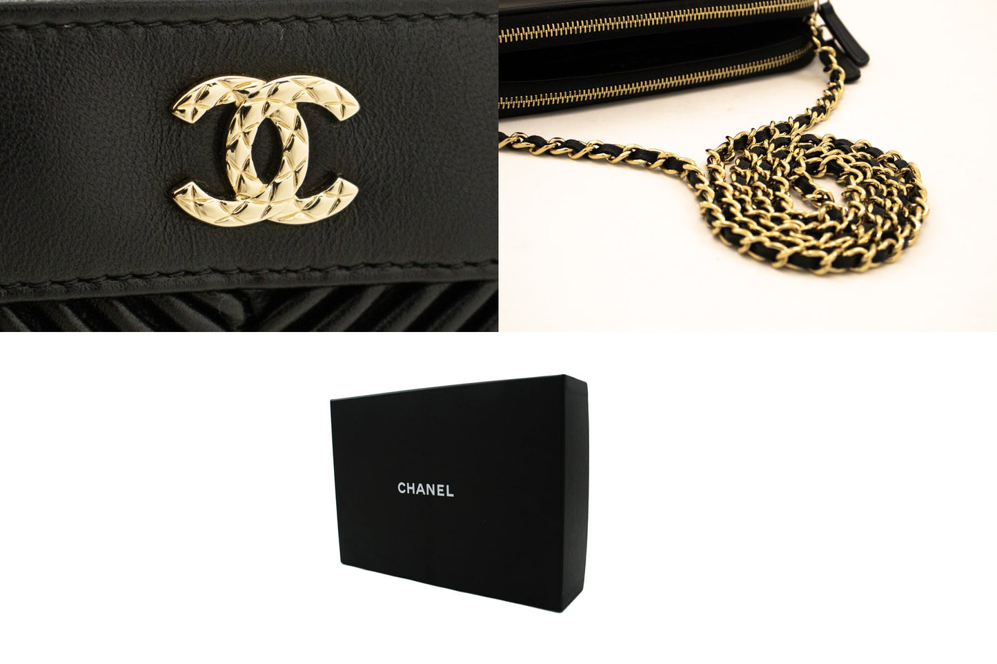 Chanel V-Stich, Black, Leather, wallet