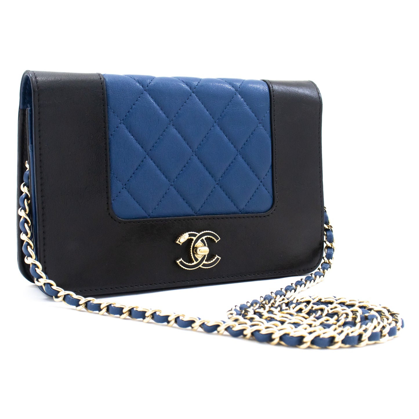 Chanel Wallet On Chain, Blue, Leather, wallet