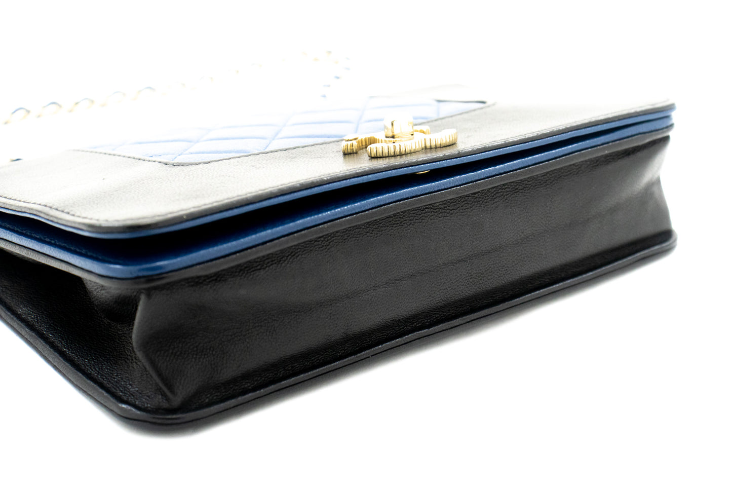 Chanel Wallet On Chain, Blue, Leather, wallet