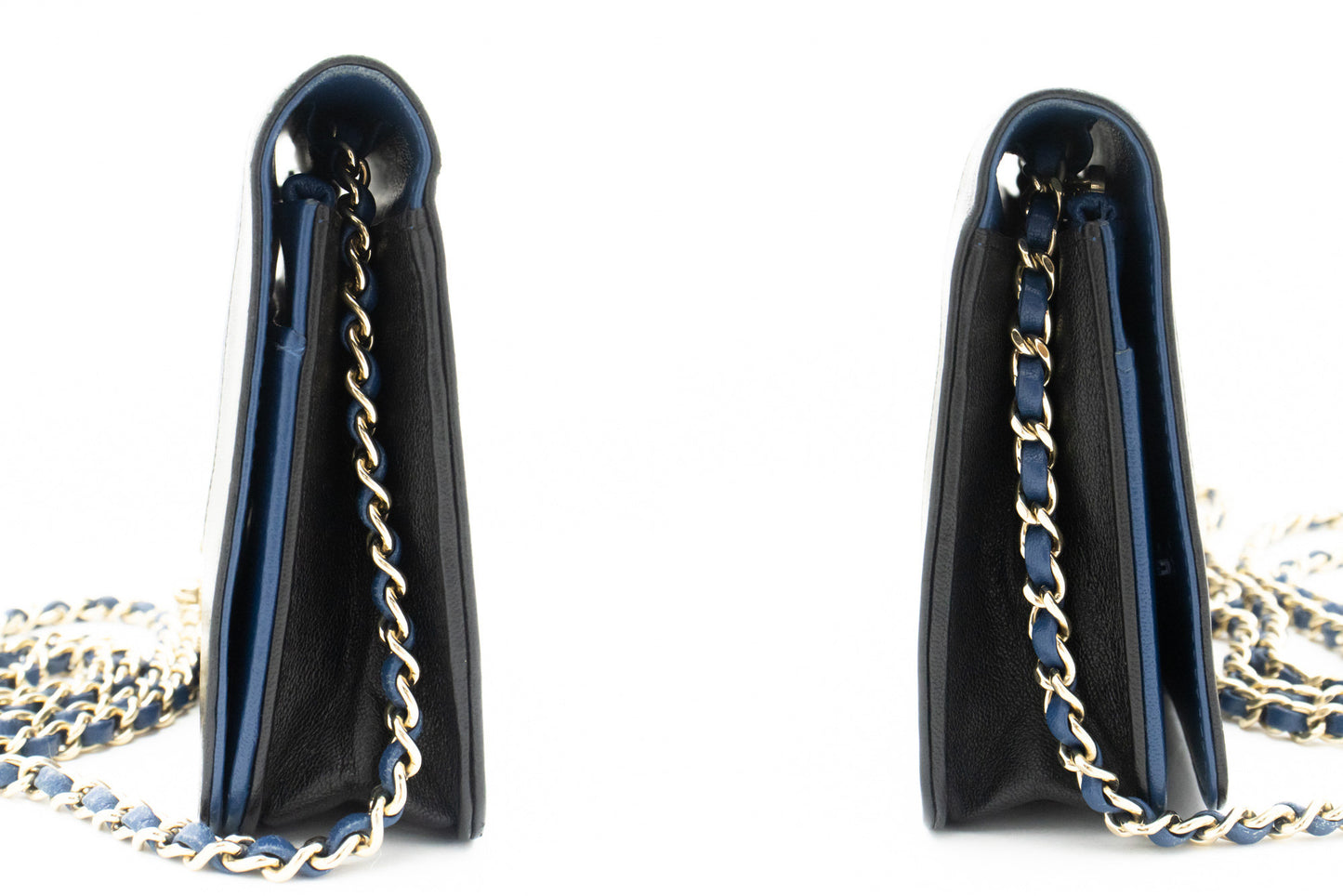 Chanel Wallet On Chain, Blue, Leather, wallet