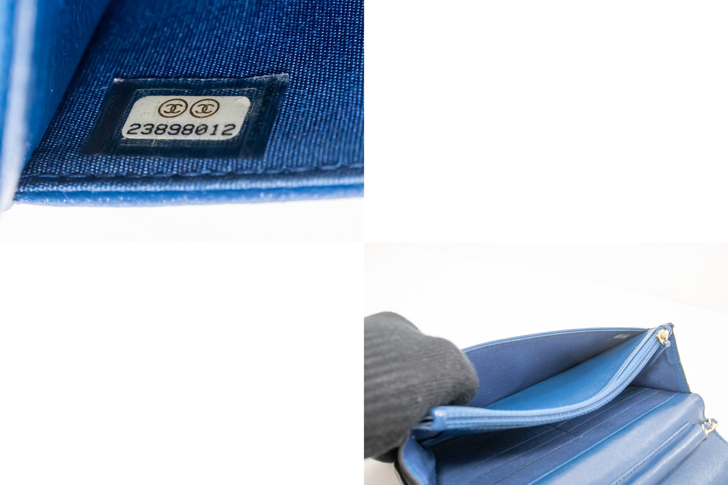 Chanel Wallet On Chain, Blue, Leather, wallet