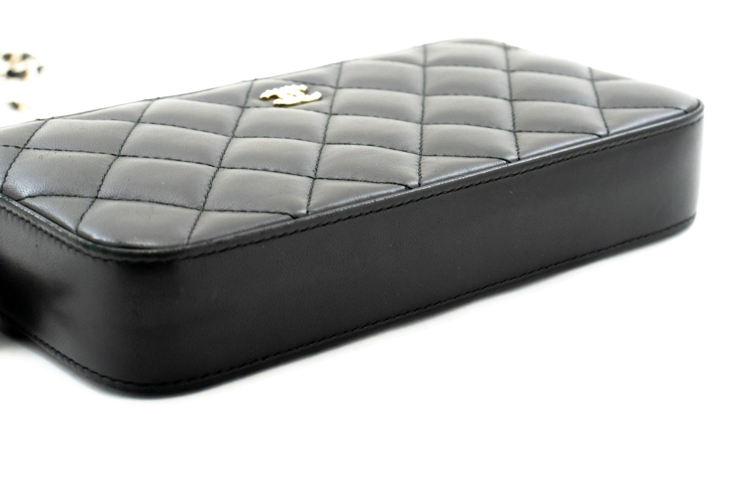 Chanel Wallet On Chain, Black, Leather, wallet