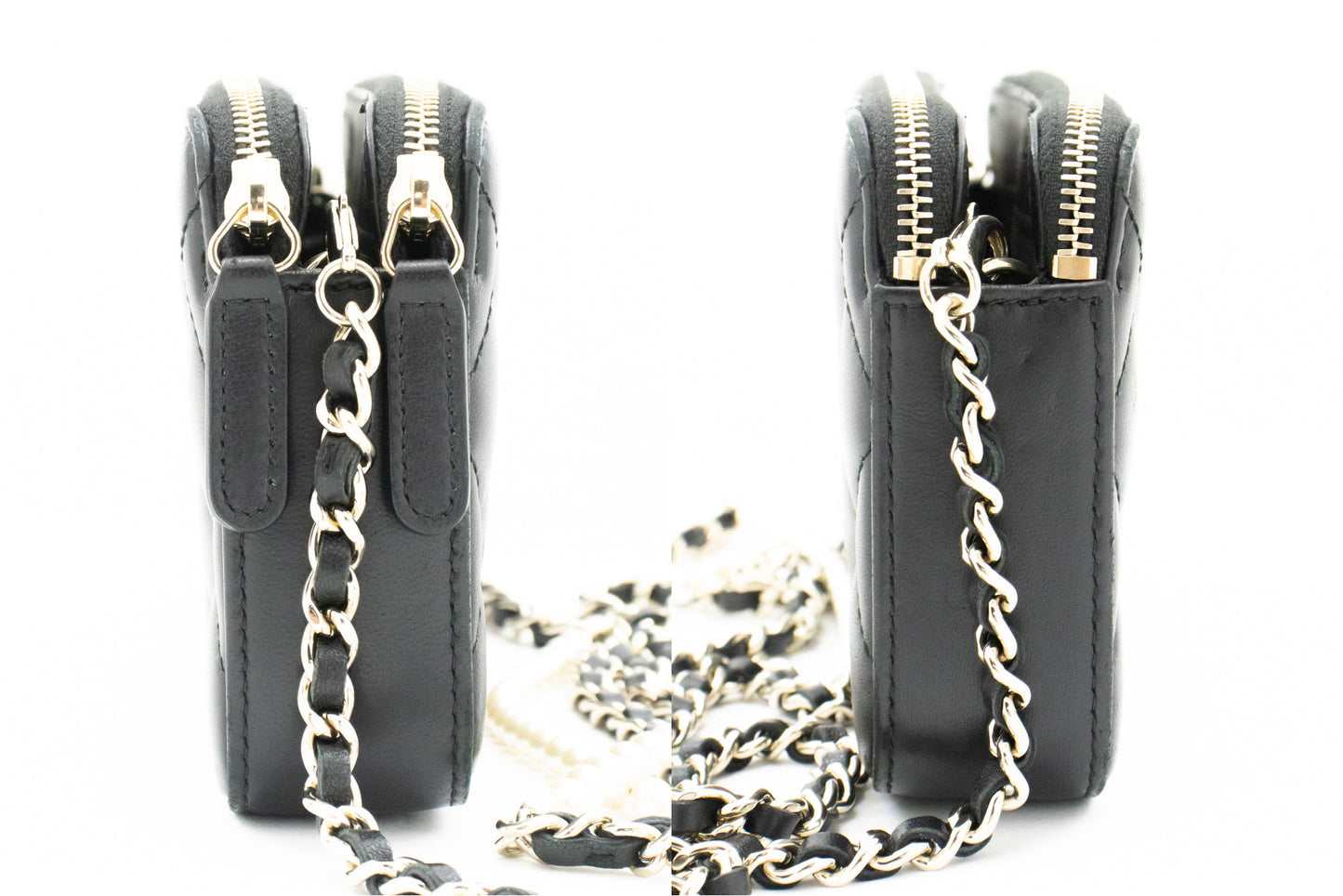 Chanel Wallet On Chain, Black, Leather, wallet