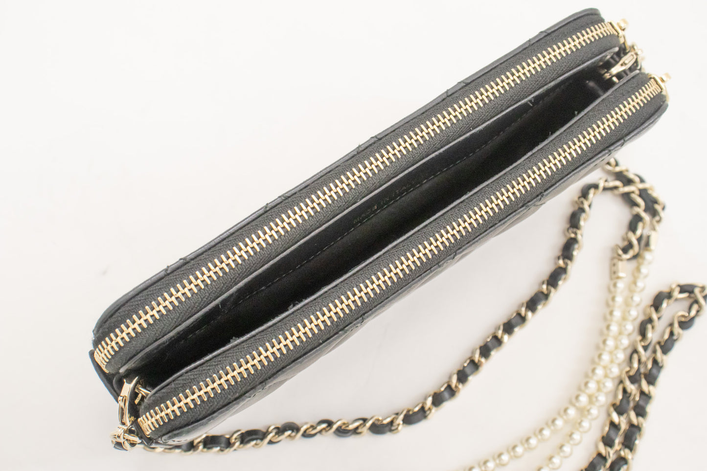 Chanel Wallet On Chain, Black, Leather, wallet