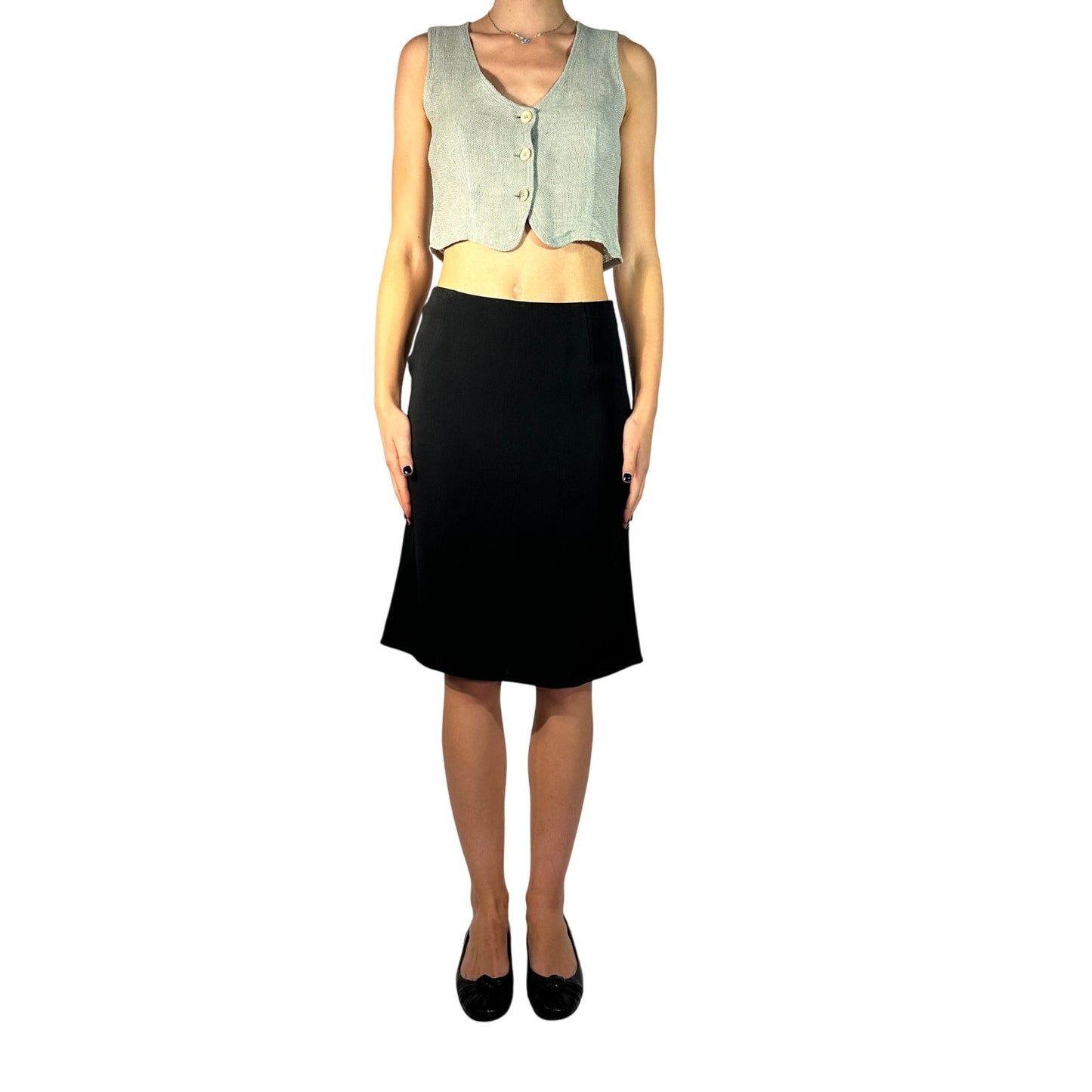 DAVID SZETO Bow Back A-Line Skirt Black 8