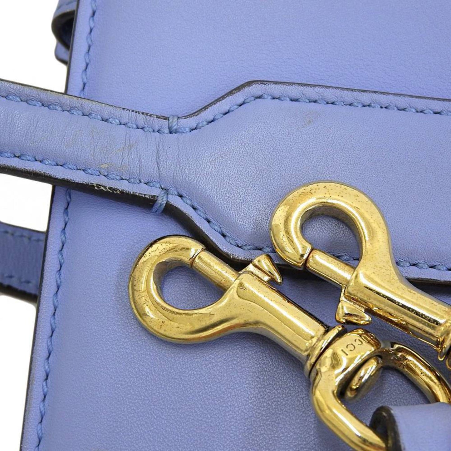 Gucci Ribbon, Blue, Leather, handbag