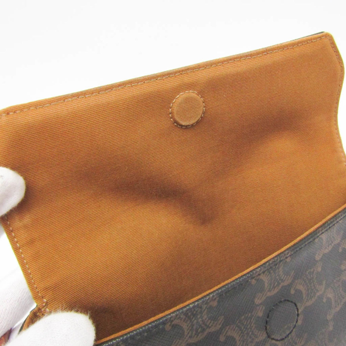 Celine Triangle Triomphe Coated Canvas, Brown, Canvas, Crossbody Bag