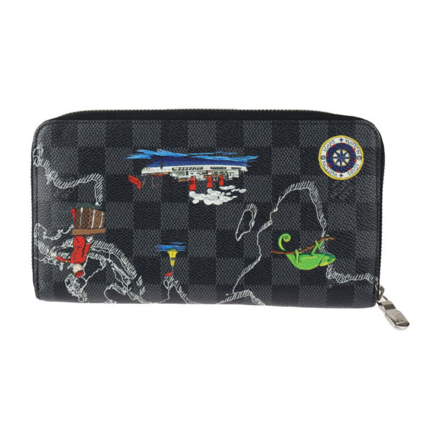 Louis Vuitton Zippy organizer, Black, Canvas, wallet