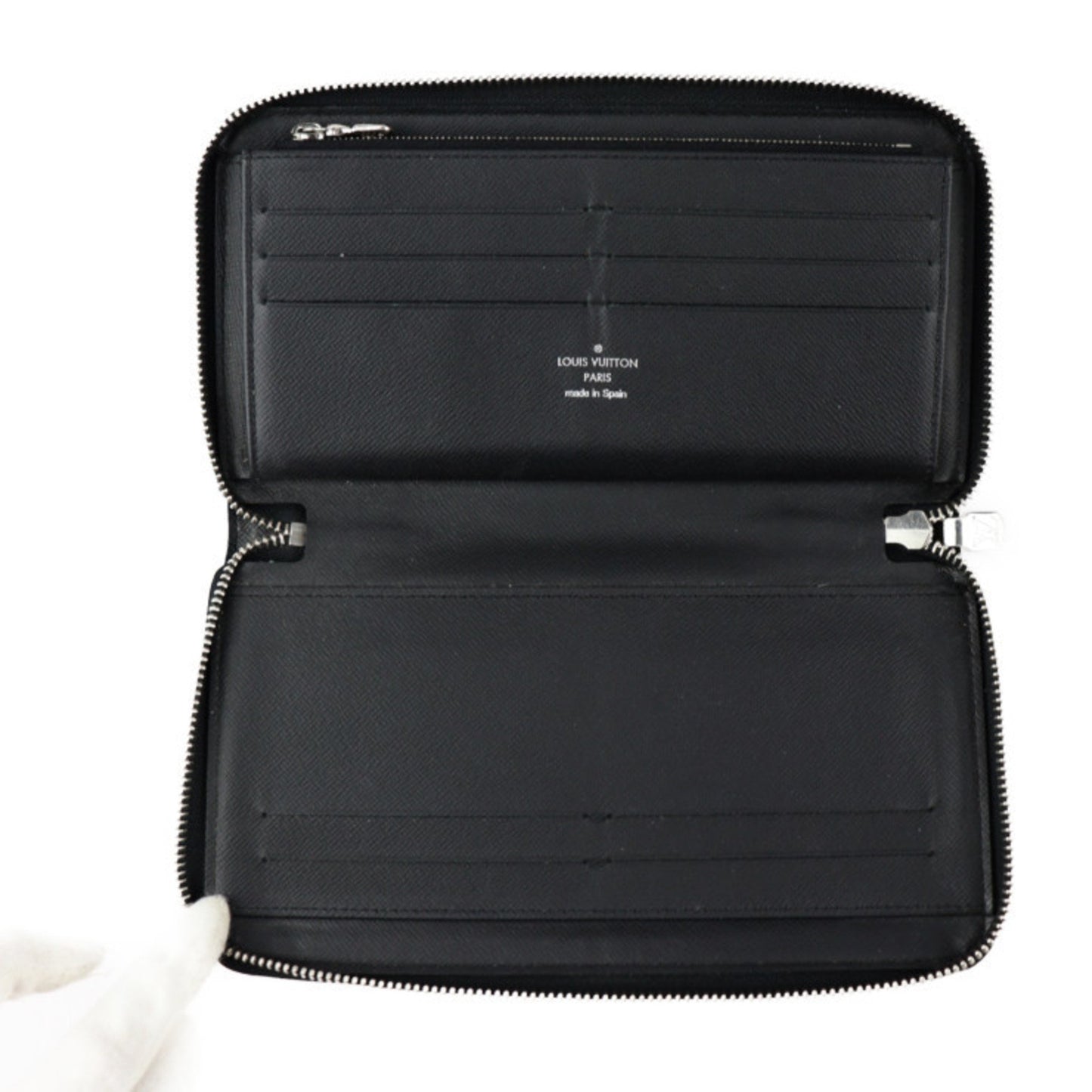 Louis Vuitton Zippy organizer, Black, Canvas, wallet