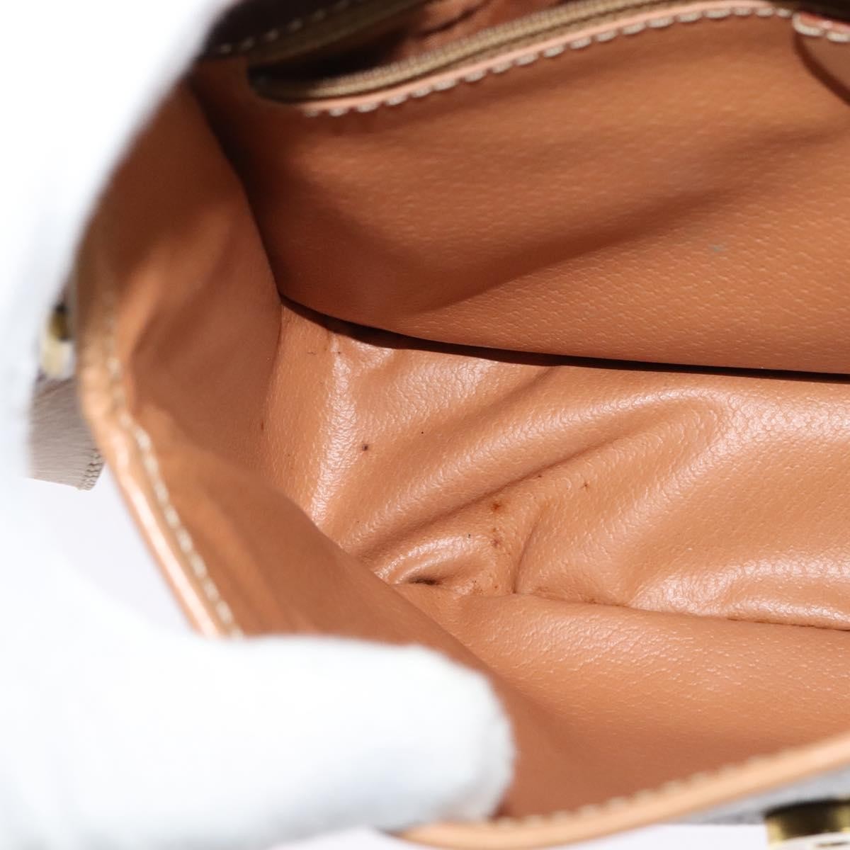Celine Vintage Macadam Circle Logo Canvas and Leather, Brown, Canvas, Shoulder Bag