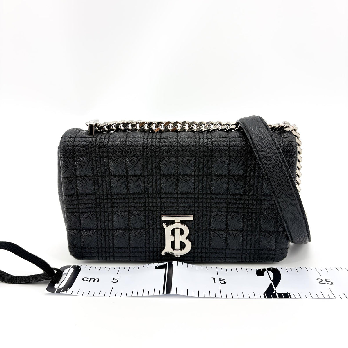 Burberry Lola Wallet on Chain Quilted Leather, Black, Calfskin, Crossbody Bag