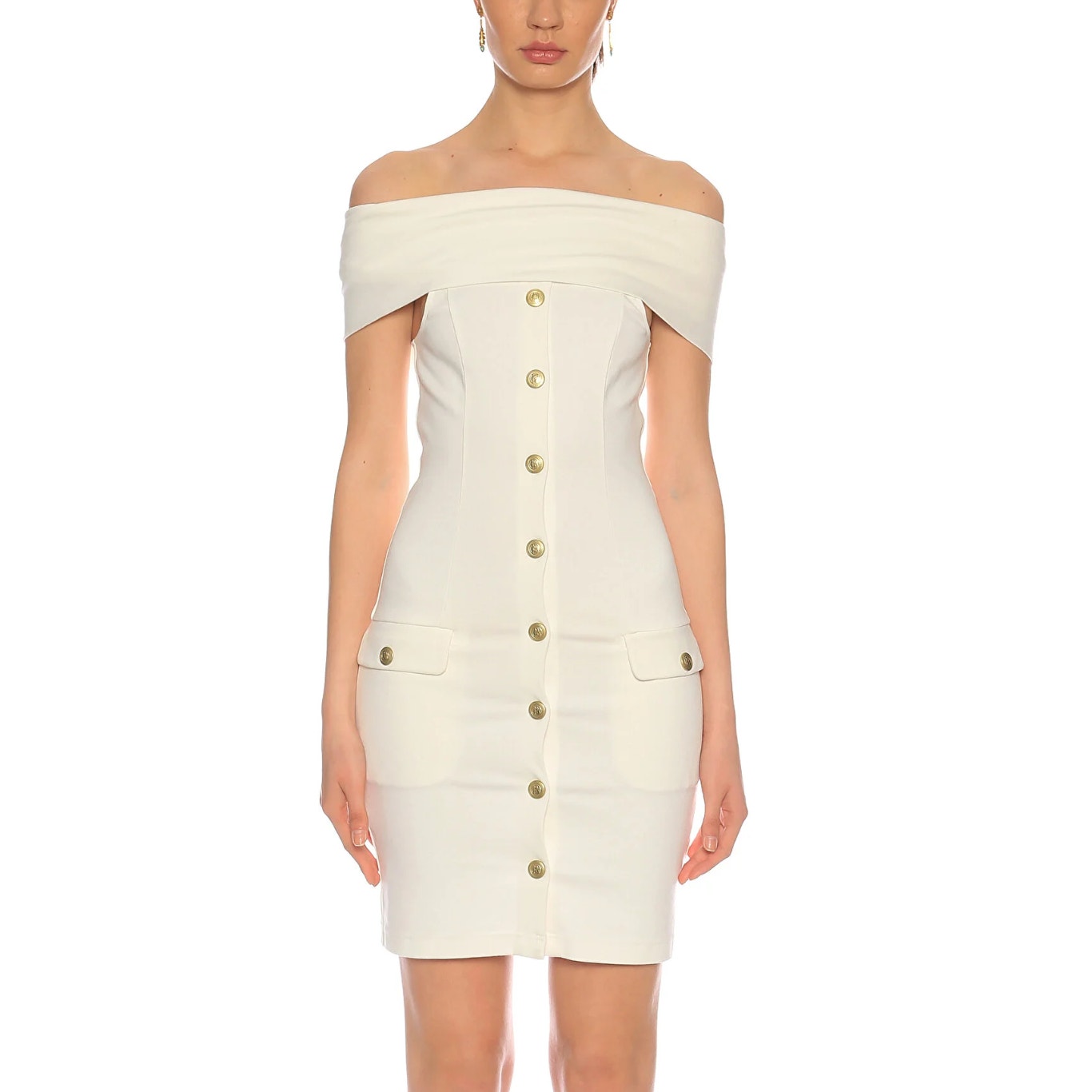 Pierre Balmain Off The Shoulder Mini Dress