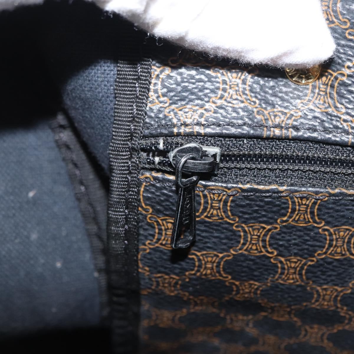 Celine Vintage Duffle Macadam Coated Canvas, Black, Canvas, Handbag