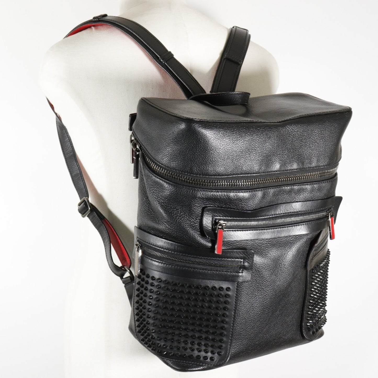 Christian Louboutin, Black, Leather, backpack
