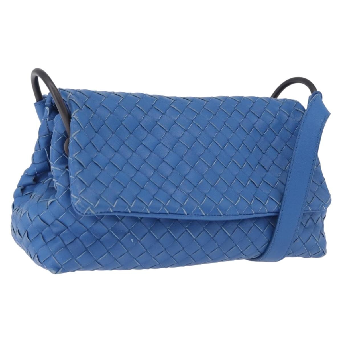 Bottega Veneta Adjustable Flap Intrecciato Nappa, Blue, Leather, Shoulder Bag