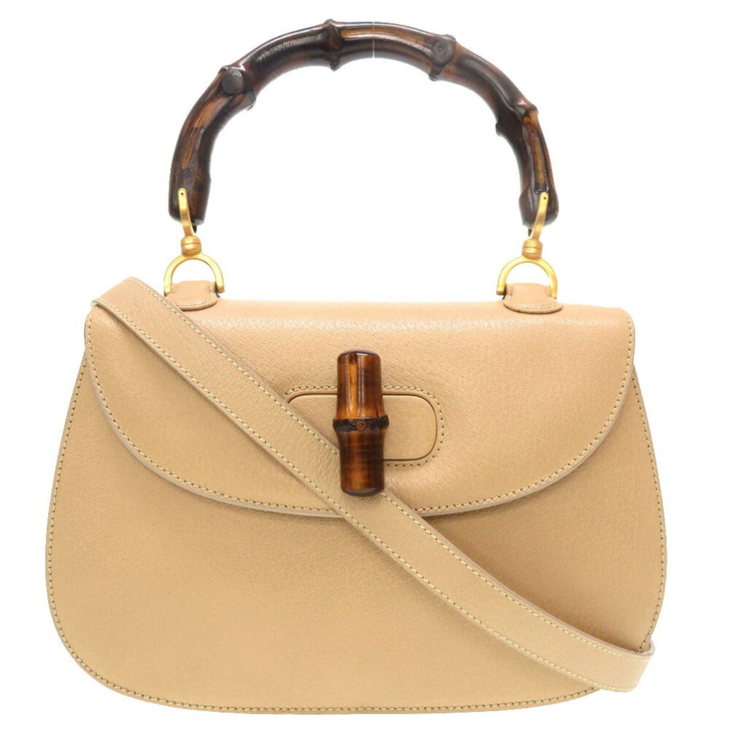 Gucci Bamboo, Beige, Leather, handbag
