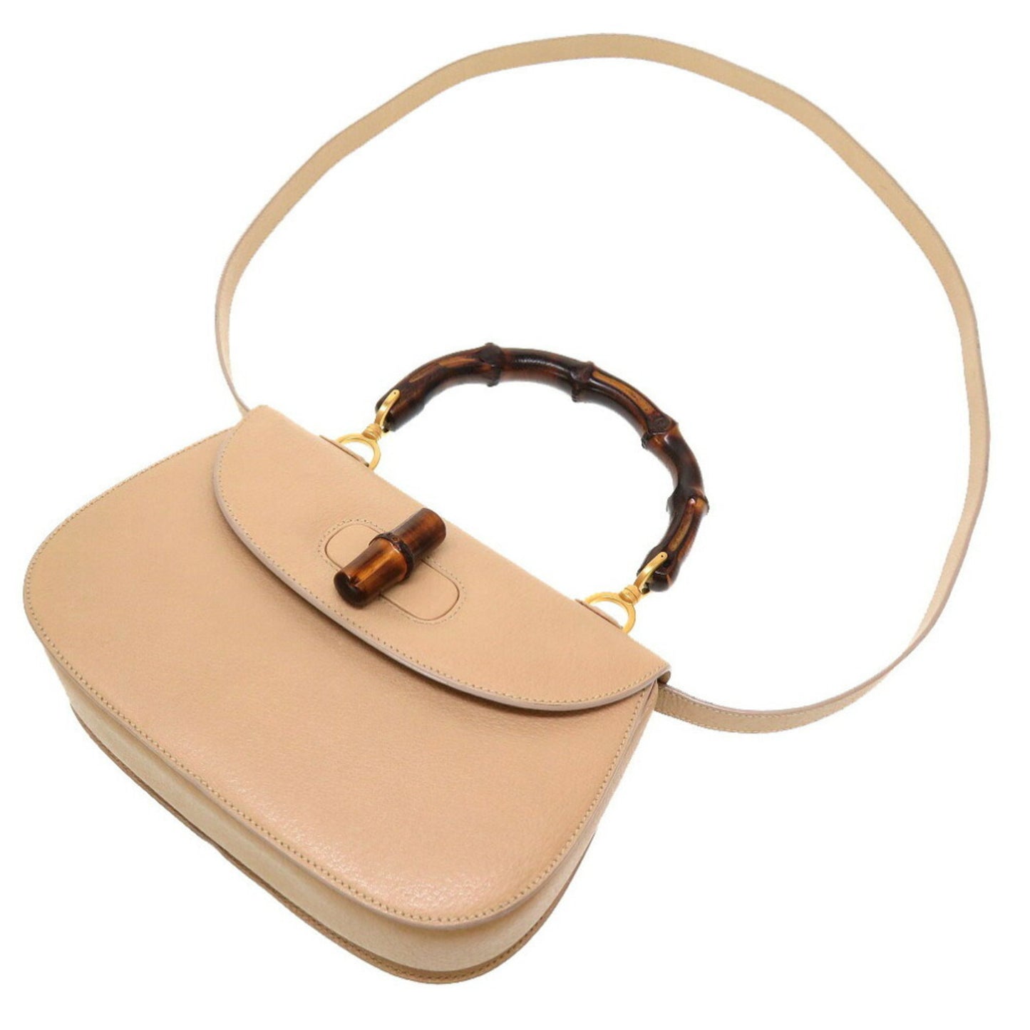 Gucci Bamboo, Beige, Leather, handbag