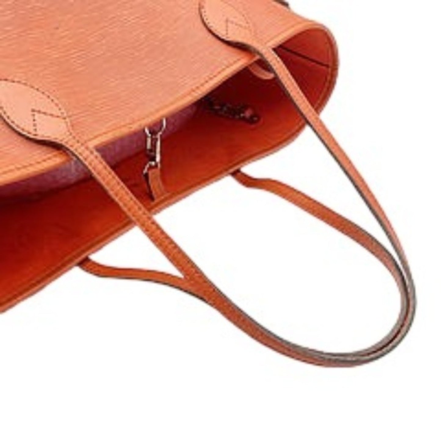 Louis Vuitton Neverfull MM, Orange, Leather, tote
