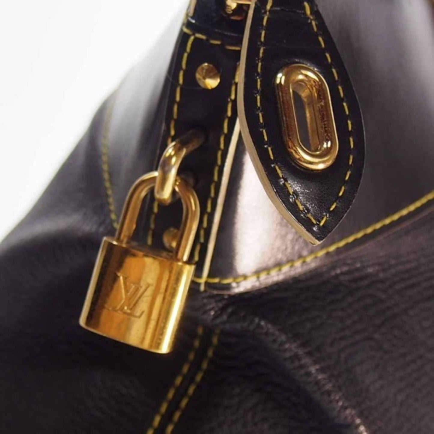 Louis Vuitton Lockit, Black, Leather, handbag