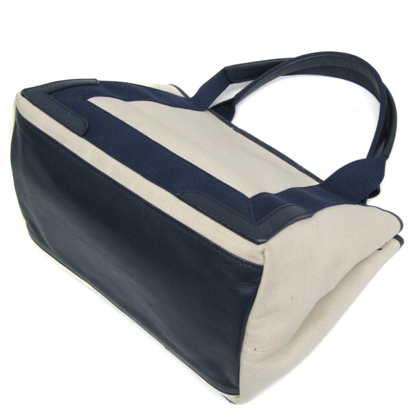 Balenciaga Navy Cabas, White, Canvas, handbag