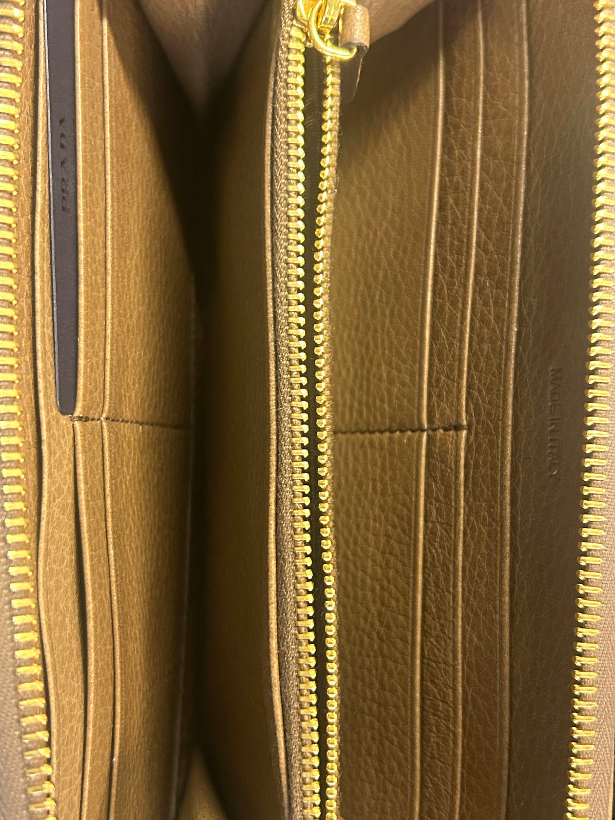 Prada Zip Around Vitello Daino, Brown, Leather, Wallet