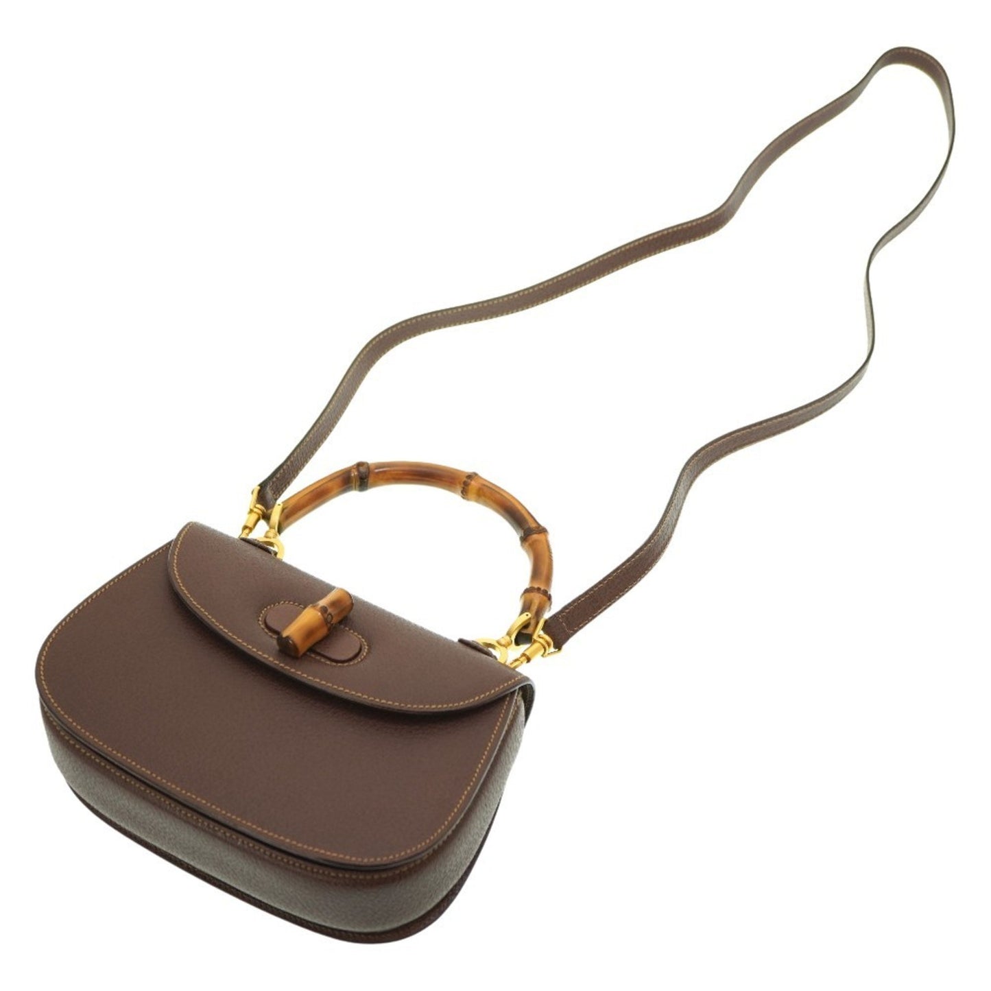 Gucci Bamboo, Brown, Leather, handbag