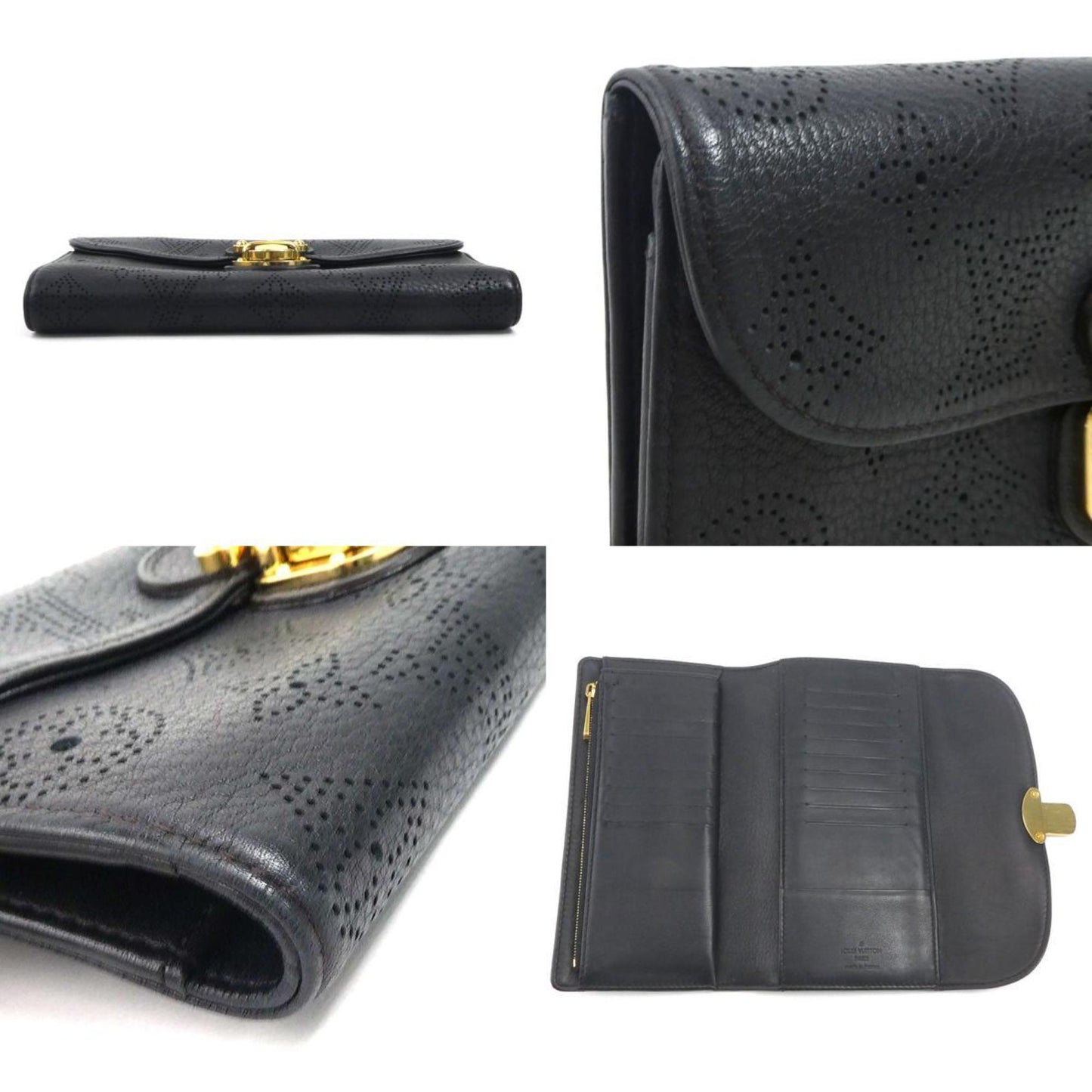 Louis Vuitton Amelia, Black, Leather, wallet