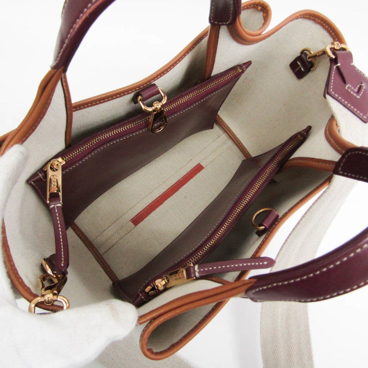 TOD'S, Beige, Canvas, handbag