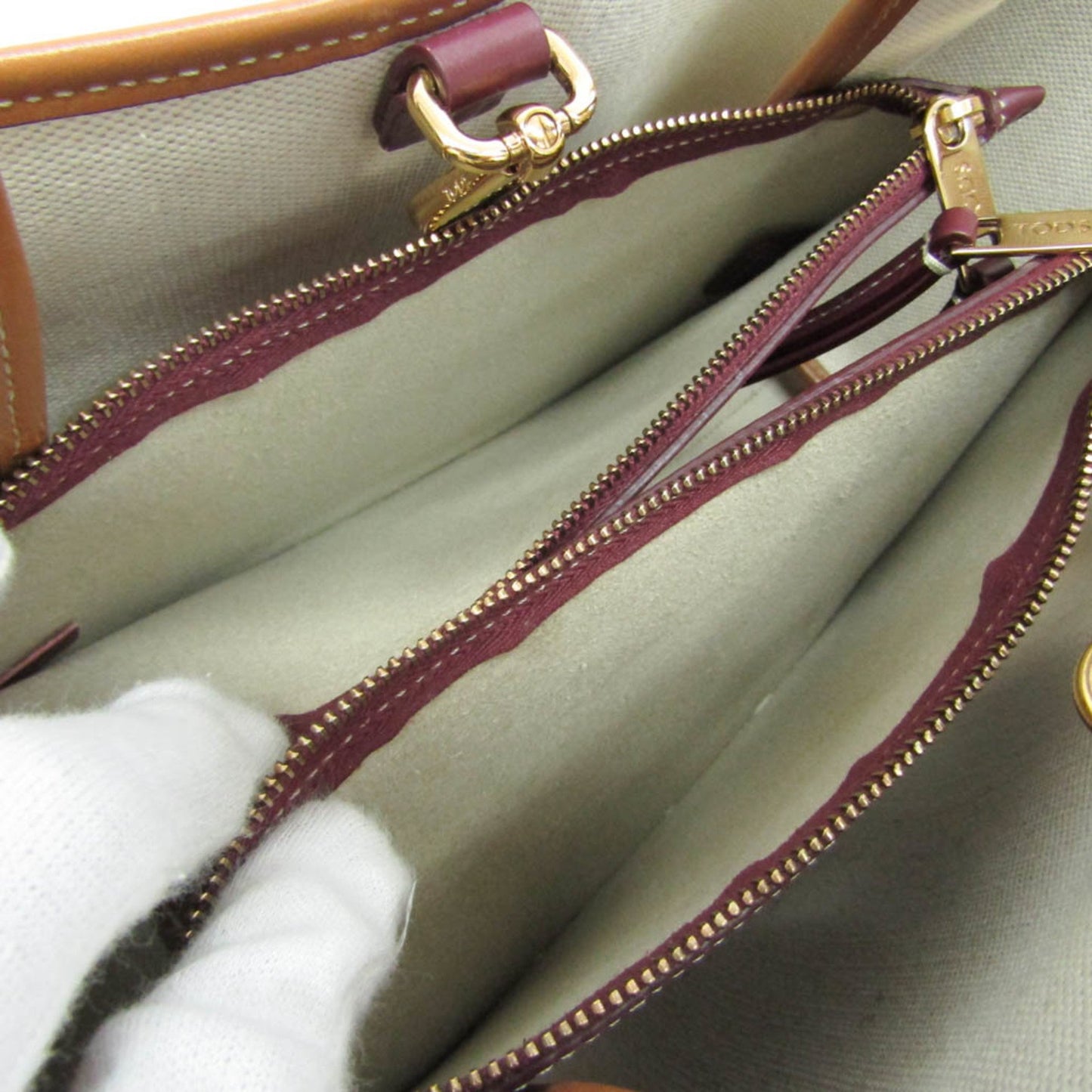 TOD'S, Beige, Canvas, handbag