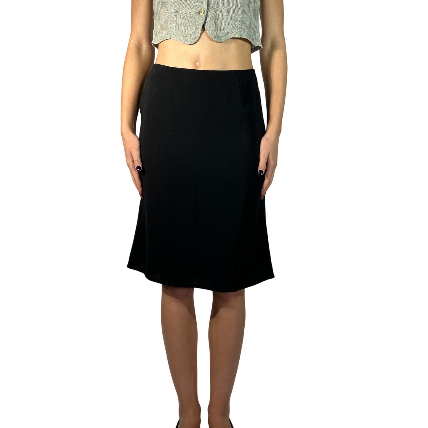 DAVID SZETO Bow Back A-Line Skirt Black 8