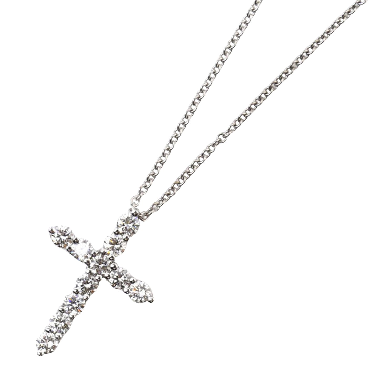 Tiffany & Co Croix, Silver, Platinum, necklace