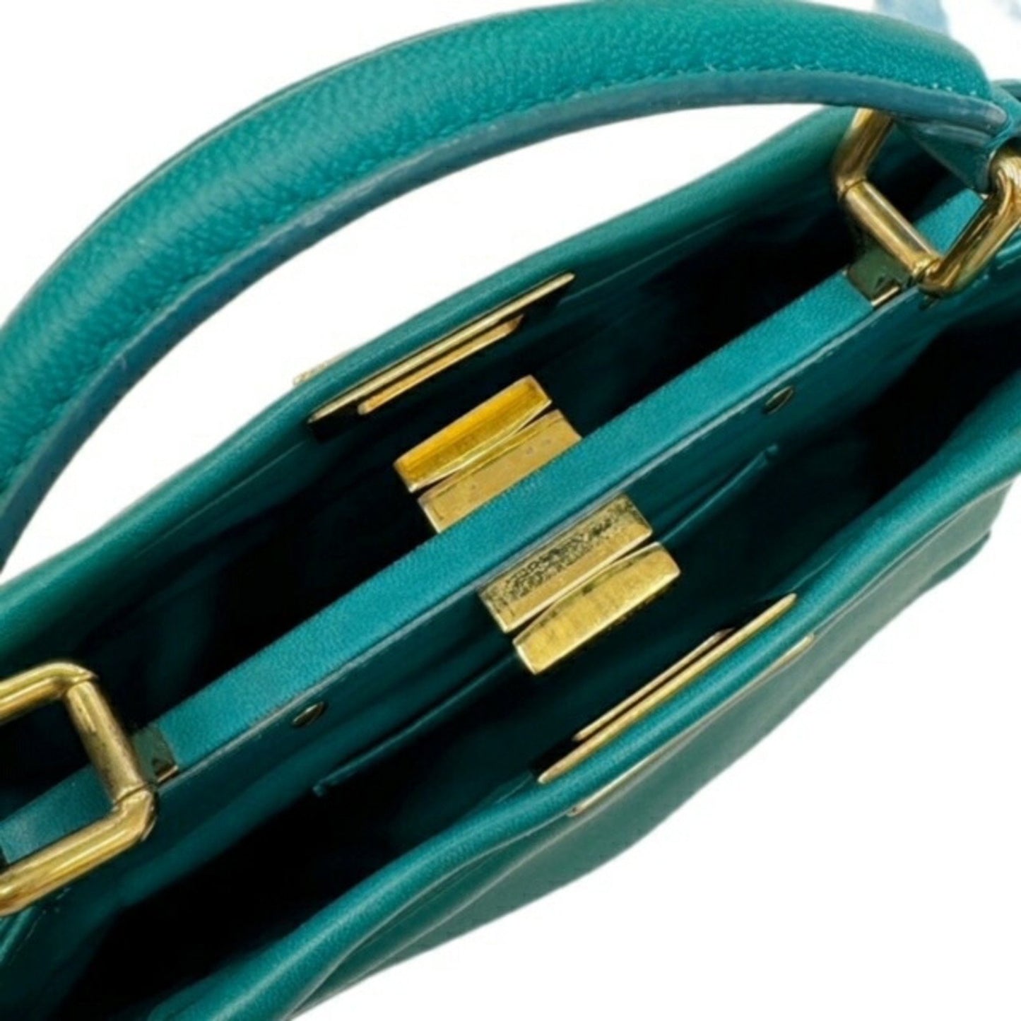 Fendi Peekaboo, Green, Leather, handbag