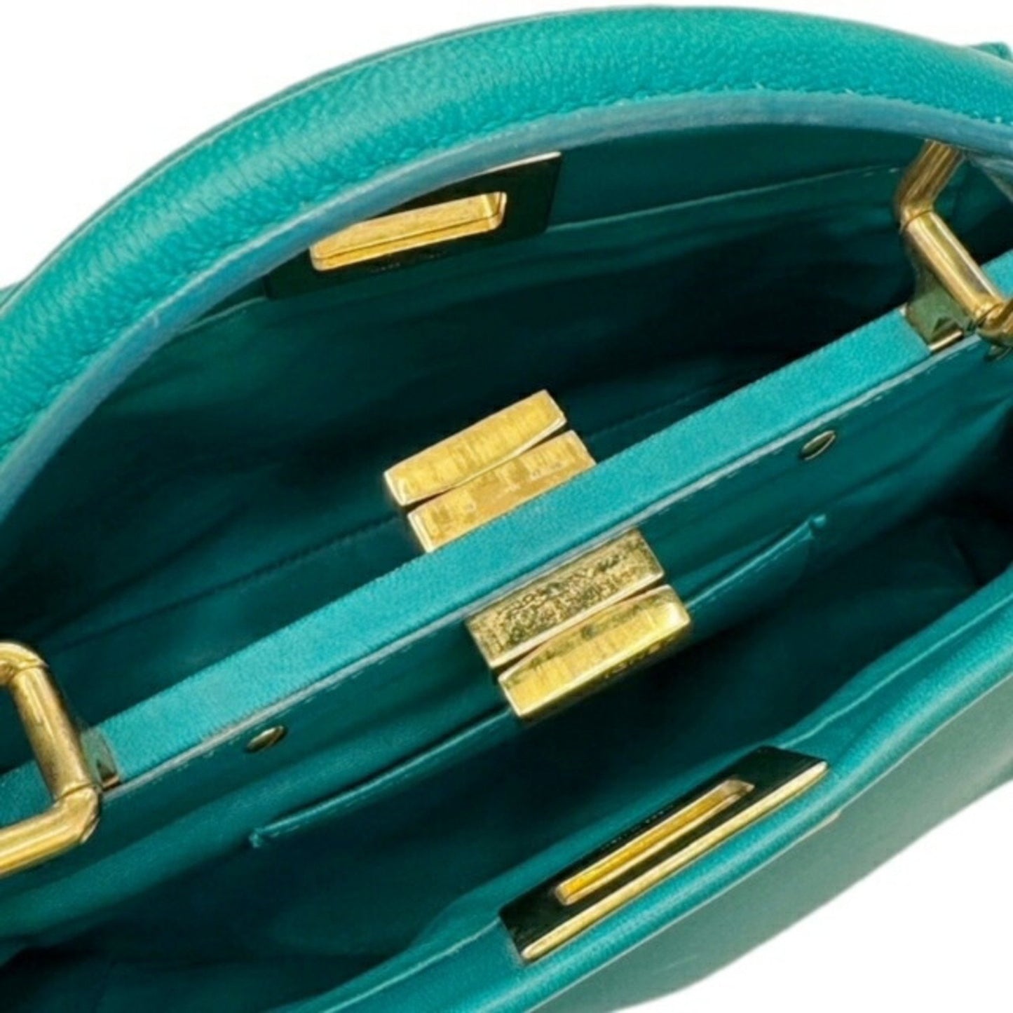 Fendi Peekaboo, Green, Leather, handbag