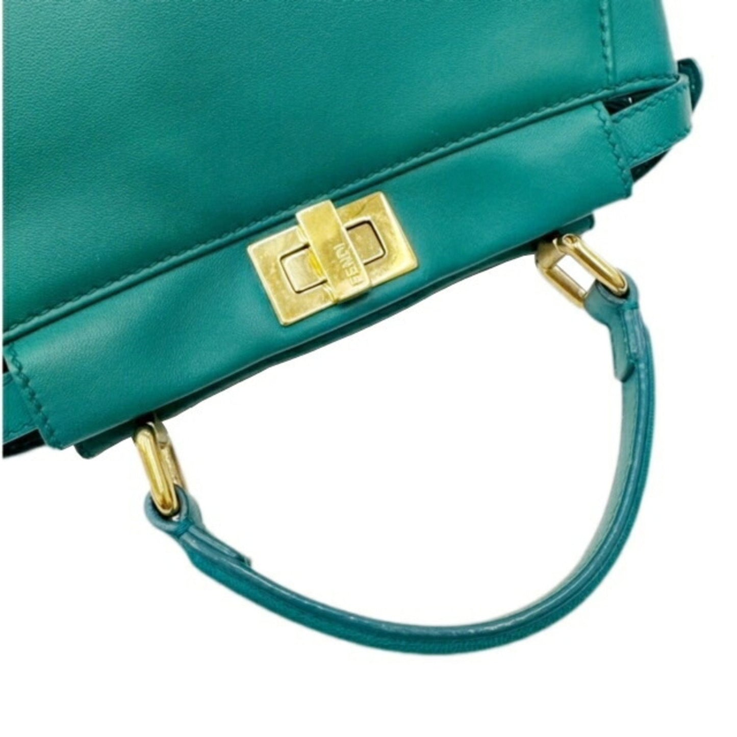 Fendi Peekaboo, Green, Leather, handbag