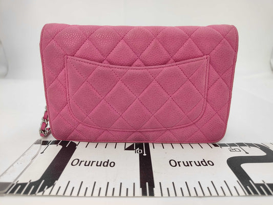 Chanel Wallet on Chain Quilted Caviar, Pink, Leather, Shoulder Bag