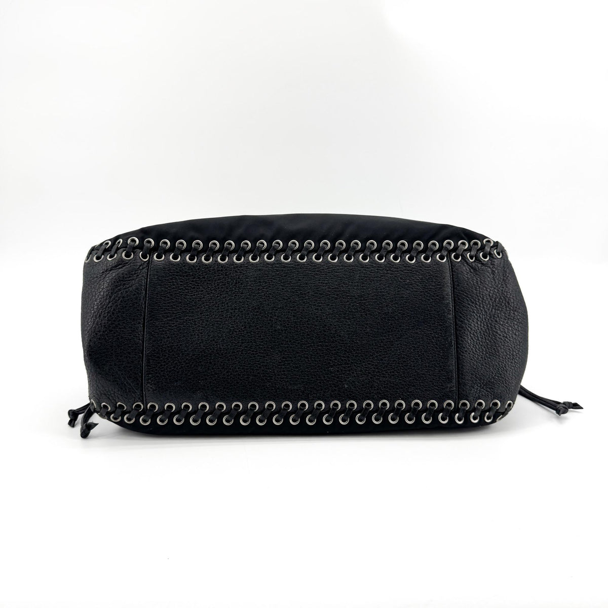Prada Envelope Flap Bag with Nylon Strap Saffiano with City Calf, Black, Nylon, Handbag