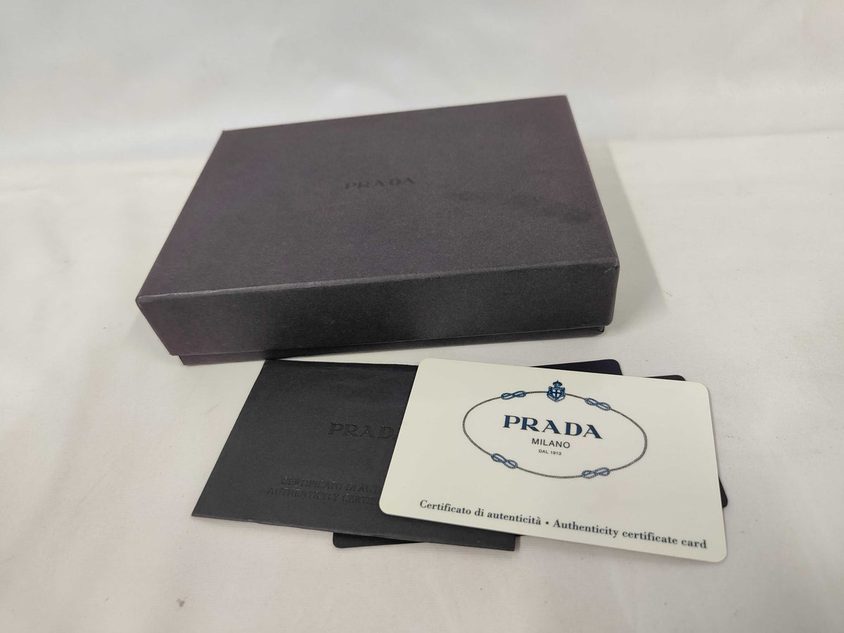 Prada Saffiano bifold Leather, Black, Nylon, Wallet