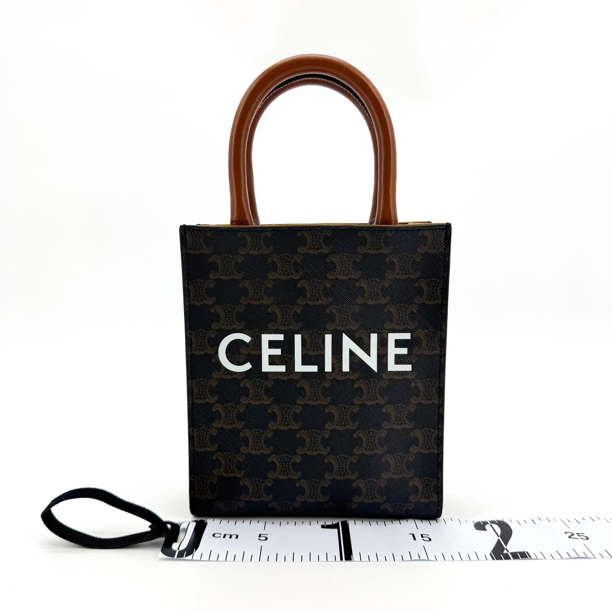 Celine Vertical Cabas Triomphe Coated Canvas, Brown, Canvas, Tote Bag